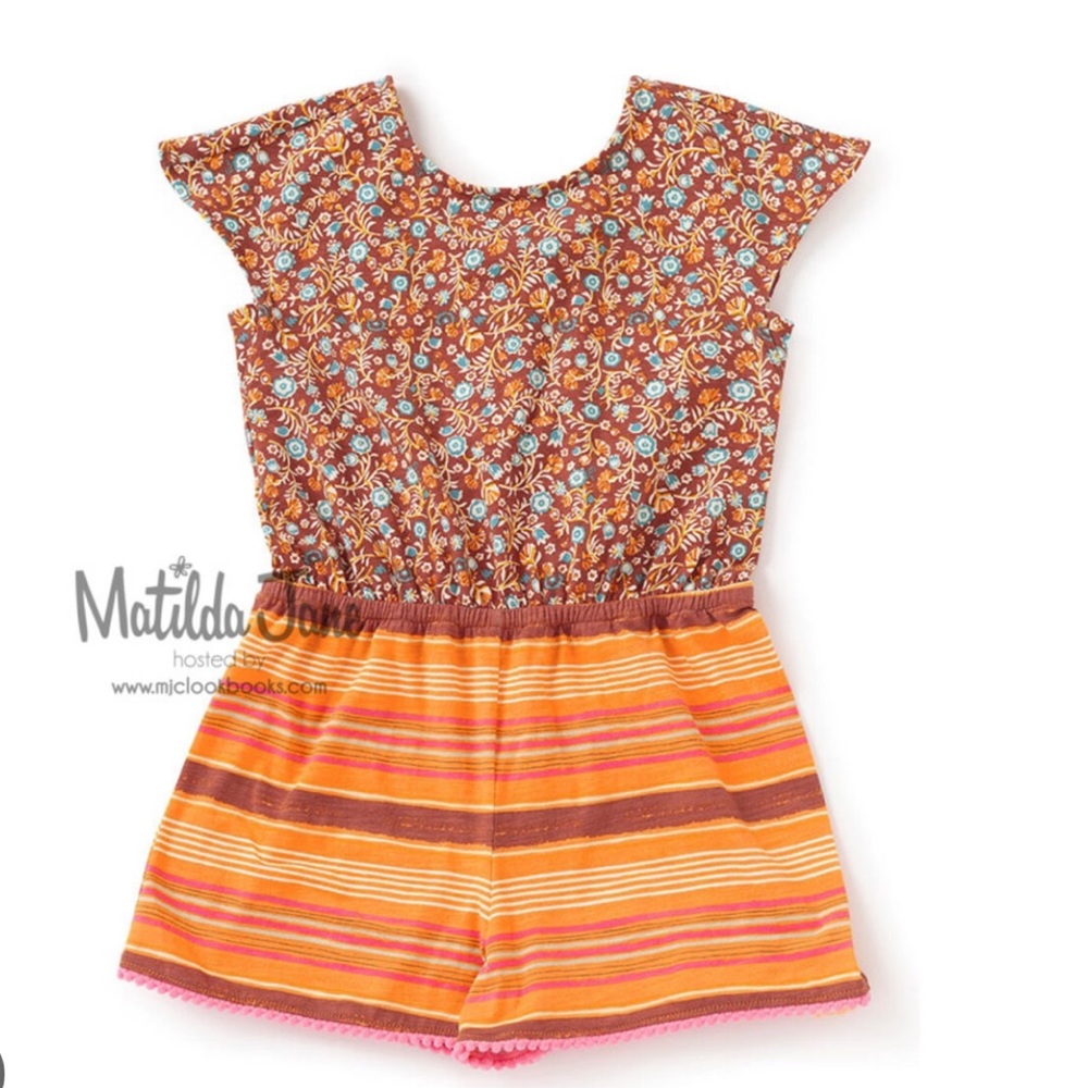 EUC Matilda Jane Girls Size 14 Sundown Jumper Open Back Floral Flower Romper MJC